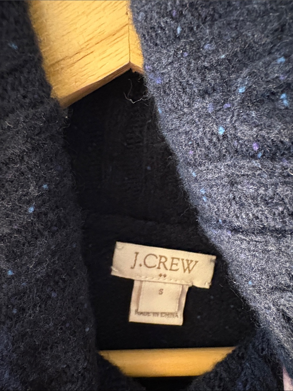 J Crew Navy Wool Cowl Neck Sweater Small Chunky Knit Minimalist - Picture 3 of 9